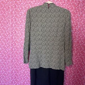 Black and White Talbots Patterned Blouse